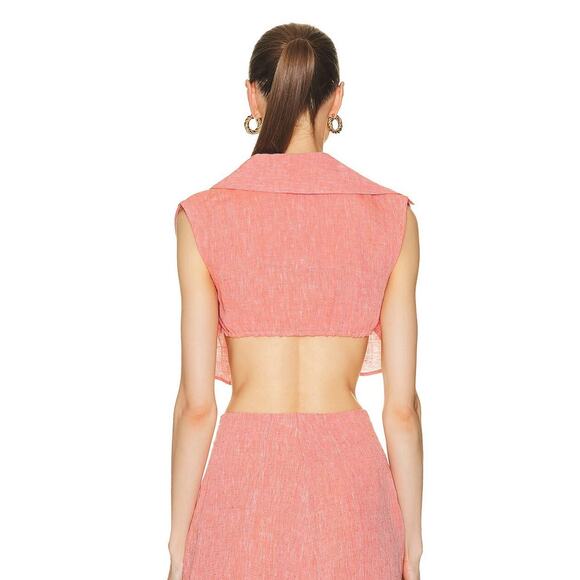 Matthew Bruch Linen Vest Womens 3 Medium Triangle Bikini Top Red Melange Linen - Picture 13 of 15